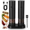 Cexovo Set di 2 Macina Sale e Pepe Elettrico Ricaricabile Set Macina Sale e Pepe Elettrico Mulini per Spezie Ricaricabili USB con Base, 2 Velocità Ricaricabile Set, Ruvidità Regolabile Esterna, Nero