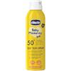 Chicco Spray Solare Protezione SPF 50 + Per Bambini, Resistente all'Acqua, Facile Da Applicare Con Sistema di Erogazione a 360°, Protezione Contro UVA, UVB e Infrarossi, Senza Alcol, 0 Mesi +, 150 ml