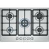 Bosch PGQ7B5B90 Serie 4, Piano cottura a gas, Bruciatore WOK: potenza fino a 3.3 kW, griglie in ghisa, Acciaio, 75 cm