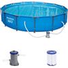 Bestway Piscina Fuori Terra con Telaio Portante Piscina Esterna da Giardino in PVC triplice strato Rotonda Ø 427x84h cm con Pompa Filtro da 2.006 Lt/h - 56595 Steel Pro Max