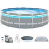 Intex Piscina Fuori Terra con Telaio Portante Piscina Esterna da Giardino Rotonda 488x122 cm con Pompa Filtro - 26730 Prism Clearview