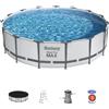 Bestway Piscina Fuori Terra con Telaio Portante Piscina Esterna da Giardino in PVC triplice strato Rotonda Ø 457x107h cm con Pompa Filtro da 3.028 l/h - 56488 Steel Pro Max