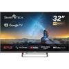 Smart Tech Smart TV 32 Pollici HD Ready Display DLED Sistema Google TV DVBT2/C/S2 Classe E colore Grigio - 32HG01V
