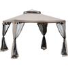 Outsunny Tenda Gazebo da Giardino con Zanzariera, Struttura in Metallo Copertura in Poliestere, 294x294cm, Talpa|Aosom