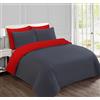 VISION Parure Copripiumino Reversibile 100% Cotone - Rosso Antracite | 1 Copripiumino (155×220 cm) + 2 Federe (80×80 cm) | 57 Fili/cm² | Morbido e Confortevole | Certificato Oeko-Tex