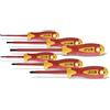 HÖGERT TECHNIK Set di 6 cacciaviti isolati magnetici con impugnatura antiscivolo, cacciavite a croce e cacciavite a testa piatta, 1000 V, STAL S2, rosso/giallo