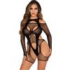 Leg Avenue Fishnet Garter Harness & Teddy 89356 Black