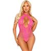 Leg Avenue Lace and Net Keyhole Crossover Teddy 89313 Neon Pink