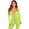 Leg Avenue Exotic Snake Crotchless Bodystocking 89357 Neon Green