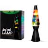 Total Juggling ITotal Lampada Lava 36 cm con Base Nera, Liquido Trasparente e Cera Arcobaleno