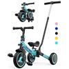 besrey Triciclo per Bambini 5-in-1 con Maniglia di Spinta per il Genitore a 5 Altezza per 1-5 Anni, Triciclo per Bambini Pieghevole, Bici per Bambini con Frizione a Ruota, Ruote Più Grandi, verde