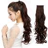 LesafeV Nature Look - Extension per coda di cavallo, capelli veri, con clip, ricci, ondulati, 61 cm, colore: viola scuro