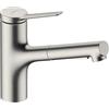 hansgrohe Zesis 74810801 - Rubinetto da cucina in acciaio inox con doccetta estraibile, per lavello da cucina, effetto acciaio inossidabile