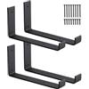 Home Master Hardware Confezione da 4 staffe a gancio per mensole, resistenti staffe per mensole a J da 22,9 cm con labbro, montaggio a parete in ferro a forma di L, colore: nero opaco HOME MASTER HARDWARE