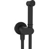 Parama Set idroscopino tondo in ottone nero opaco con rubinetto di arresto e flessibile 90 cm