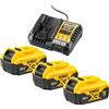 DEWALT DCB1104P3-QW kit caricabatteria DCB1104 + 3 batterie DCB184 5ah
