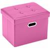 COSYLAND Pouf Contenitore - Poggiapiedi Contenitore - Pouf Poggiapiedi per Divano - Sgabello Contenitore Pieghevole in finta pelle - 43 x 33 x 33 cm (Rosa)