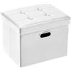 COSYLAND Pouf Contenitore - Poggiapiedi Contenitore - Pouf Poggiapiedi per Divano - Sgabello Contenitore Pieghevole in finta pelle - 43 x 33 x 33 cm (Bianco)