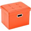 COSYLAND Pouf Contenitore - Poggiapiedi Contenitore - Pouf Poggiapiedi per Divano - Sgabello Contenitore Pieghevole in finta pelle - 43 x 33 x 33 cm (Arancione)
