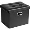COSYLAND Pouf Contenitore - Poggiapiedi Contenitore - Pouf Poggiapiedi per Divano - Sgabello Contenitore Pieghevole in finta pelle - 43 x 33 x 33 cm (Nero)