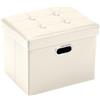 COSYLAND Pouf Contenitore - Poggiapiedi Contenitore - Pouf Poggiapiedi per Divano - Sgabello Contenitore Pieghevole in finta pelle - 43 x 33 x 33 cm (Beige)