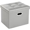 COSYLAND Pouf Contenitore - Poggiapiedi Contenitore - Pouf Poggiapiedi per Divano - Sgabello Contenitore Pieghevole in finta pelle - 43 x 33 x 33 cm (Grigio Elefante)