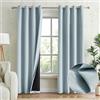 Anpark Tende oscuranti 100% azzurre per decorazioni per camera da letto, isolamento termico, effetto lino, con occhielli, con retro nero, per soggiorno, 132 x 160 cm, 2 pannelli