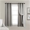 Lush Decor Tende trasparenti con occhielli con fodera oscurante isolante, coppia di tende per finestre, 96,5 cm di larghezza x 160 cm di lunghezza, grigio scuro - Tenda con rivestimento trasparente,