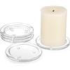 OwnMy 5 piatti per candele in vetro trasparente, portacandele da 10 cm, sottobicchieri in vetro, piccoli piatti rotondi per candele a pilastro, centrotavola moderno per tavolo da pranzo e matrimoni