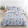 DJY Set di biancheria da letto double-face per bambini, 100% cotone, per ragazzi e ragazze, 3 pezzi, ultra morbido e traspirante (1 copripiumino + 2 federe)