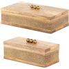 DRW Set di 2 scatole rettangolari in legno e metallo dorato 26 x 15 x 8 cm e 20 x 10 x 8 cm