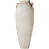 DRW Vaso da pavimento in ceramica con 3 manici beige sabbia 35 x 35 x 100 cm