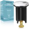 SURFOU Tappo Lavandino Bagno Universale 40mm, Altezza Regolabile, In Ottone, Tappi Bidet Pop Up con Troppopieno, Valvola di Scarico Lavabo per Cucina e Bagno Lavabo Sifone Bidet Vasca, Nero