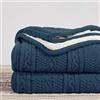 Longhui bedding Coperta in pile Sherpa, lavorata a maglia, spessa, morbida, grande, accogliente, grigio blu, per divano, letto, grande, 127 x 160 cm, per tutte le stagioni