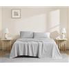 Linen Closet Lussuoso set di lenzuola in cotone biologico a 144 fili, 3 pezzi, per letto matrimoniale XL, grigio chiaro