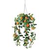 Flair Flower Ciondolo a forma di rosa artificiale, 80 cm, con cesto in metallo e gancio per appendere, decorazione di rose e fiori artificiali, per matrimoni e decorazioni, colore: arancione