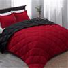 Basic Beyond Down Alternative - Set copripiumino per letto matrimoniale, colore: nero/rosso, reversibile, con 1 federa per cuscino, per tutte le stagioni
