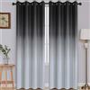 SimpleHome Ombre Tende Oscuranti per Camera da Letto Nero a Grigio Bianco Poliestere, Isolanti Della Luce, Occhielli per Finestra 2 Pannelli 132.1 x 213.4 cm Lunghezza