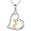 VONALA Regali di aborto spontaneo Collana di impronte neonato in argento sterling 925 ciondolo a forma di cuore angelo bambino primo giorno gioielli regali per la nuova madre, donne, figlia, Argento