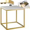 TecTake® tavolino salotto in marmo, base in metallo, tavolino da caffè, tavolo basso rotondo, tavolino basso in marmo moderno per salotto, soggiorno,metallo, design, tavolo da balcone - Bianco/Oro