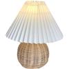 Tyenaza Lampada da Tavolo Piccola, Mini Lampada da Comodino da Comodino Per Camera da Letto, Soggiorno, Tavolino, Lampada Vintage Estetica Pieghettata in Rattan, 100 V-240 V