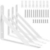 AConnet - 4 staffe per mensole da 25 cm, resistenti, bianche, a L, per mensole, triangolari, in metallo, montaggio a parete, 250 x 160 mm