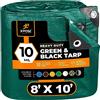 Xpose Safety Telo protettivo in poliestere resistente, 2,4 m x 3,5 m, spessore 10 mm, impermeabile, blocco UV, reversibile, verde e nero, rivestimento laminato, occhielli Xpose Safety