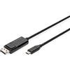 DIGITUS cavo adattatore bidirezionale da USB-C a Displayport - Displayport 1.4 - DP Alt-Mode - 8k/30Hz - 2m - Nero