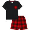 thepyjamafactory Pigiama corto per ragazzi, in tessuto rosso e nero Nero 15-16 Anni