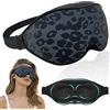FOX-TECH Mascherina per Dormire per Donna e Uomo, Mascherina per gli Occhi Progettata per Bloccare la Luce al 100%, Maschera per il Sonno, Pisolino, Meditazione, Viaggi (Leopardato)