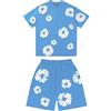 Generico Set di Camicia da Donna/Uomo e Pantaloncini, Set di Tuta da Stampa in Schiuma, Tuta Corta Uomo Estivo Completo Sportiva, Maglia e Pantaloncini a Fiori, S-XL