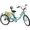 GAOUSD 24 Pollici Bicicletta Triciclo per Adulti Regolabile in Altezza Pieghevole con Cesto di Stoccaggio Parafango e Porta Bicchiere 7 Velocità Regolabili Carico Massimo 140 kg Bici da Città