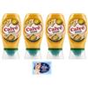 Felce Azzurra Confezione da 4 Calvé Senape Gourmet, senape con semi,leggermente piccante, salsa di condimento, senza glutine, top down 250ml + 1 Confezione di Talco Felce Azzurra in omaggio, Busta da 100g
