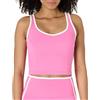 Amazon Essentials Canotta Tecnica Corta in FormFlex Morbidissimo, Sostegno Leggero con Reggiseno e Bordatura a Contrasto Donna, Bianco/Nero, S